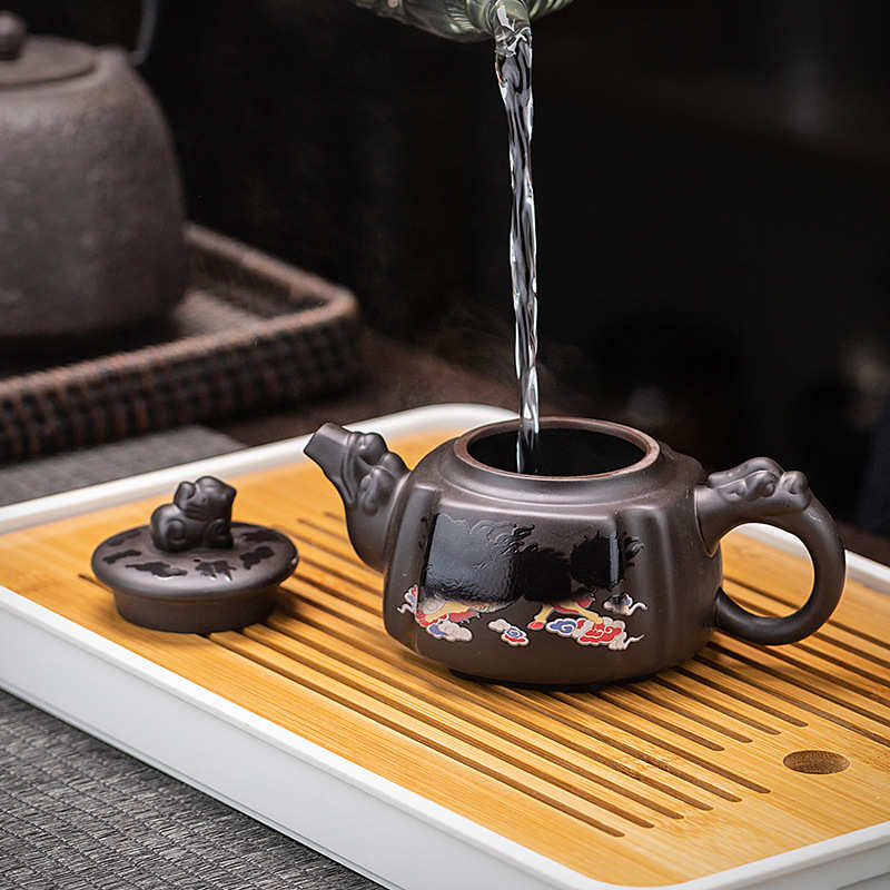 变色紫砂凤鸣壶大容量泡茶壶家用整套装功夫茶具茶盘套装一壶二杯