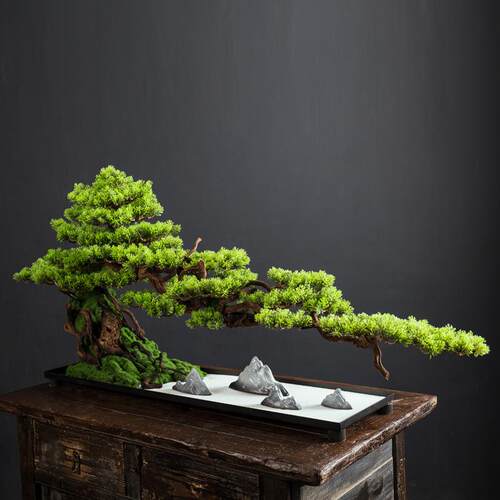 仿植真迎客松摆件假绿植盆景客中式TGA厅关桌面物盆栽茶室玄禅意