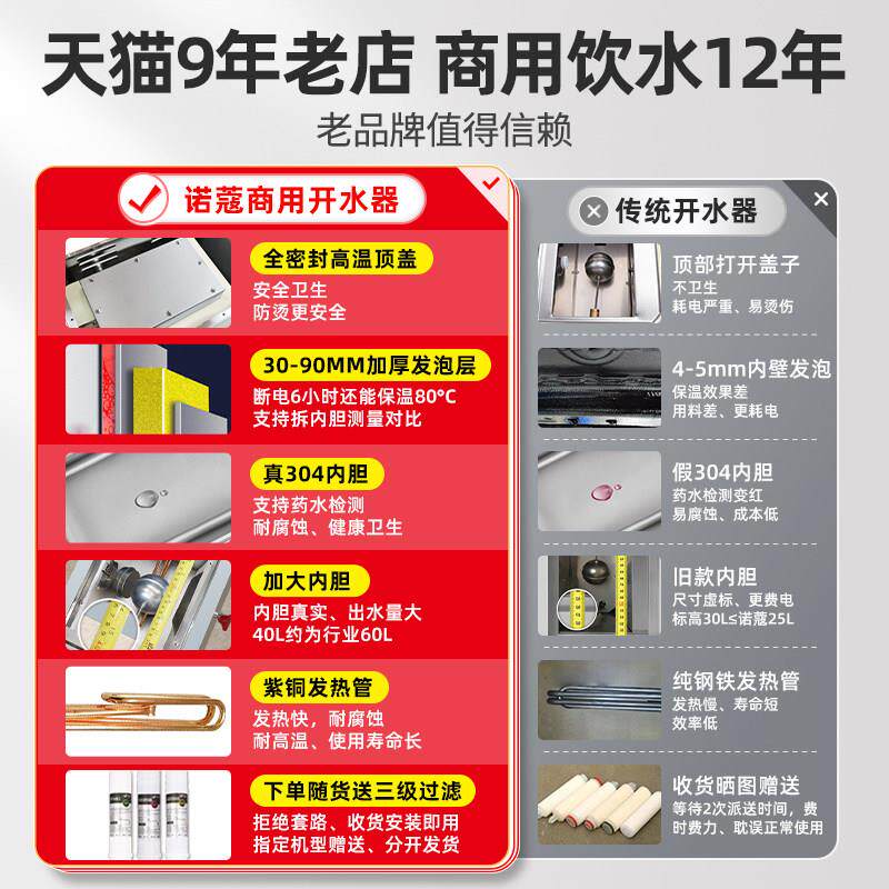 诺蔻电热开水器商用开水机全自动热水器开水桶烧水箱炉工厂饭店