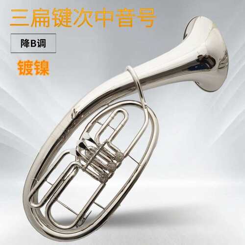 铜管吹奏初学三扁键次中音号乐器中音大号镍银降B调乐队