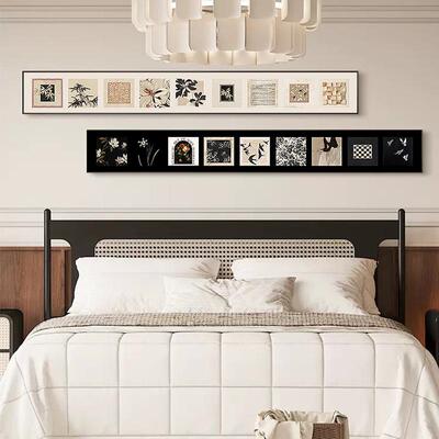 百法式复古中古al202406南洋极窄长条风客厅装联画卧室挂画床饰头