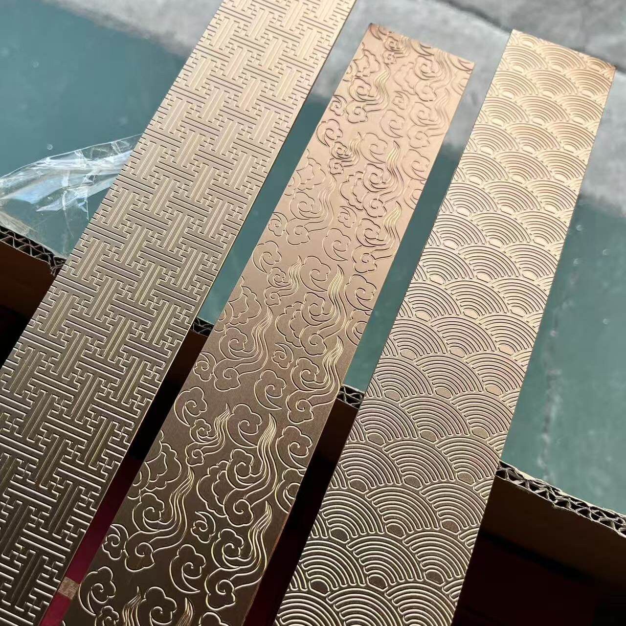 新中式装修配套金属雕刻边框装饰条墙面柜门腰线大门背景墙装饰线