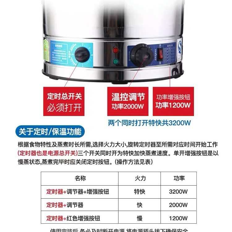 不锈钢电蒸馒头的蒸锅蒸鱼蒸蒸笼包子商用蒸锅大号家用大容量超大