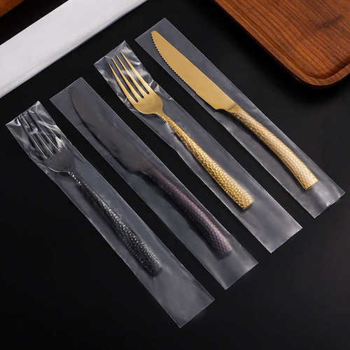现货pe平口袋透明文具自封袋化妆刷眉笔长条袋餐具饰品塑料包装袋
