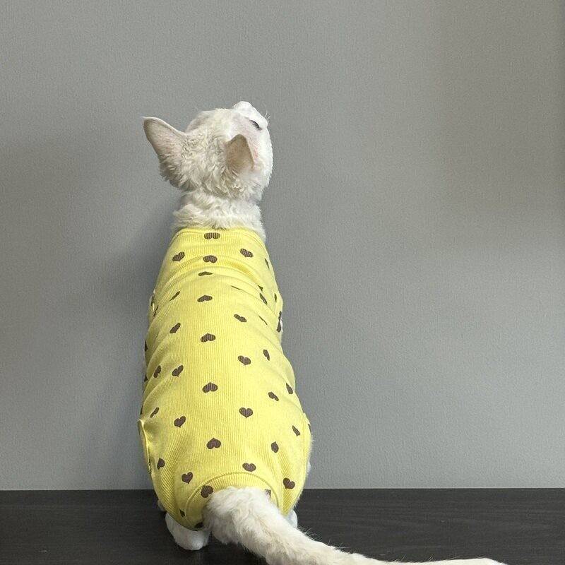 夏季无毛猫衣服透气四脚背心斯芬克斯德文空调服小猫咪护肚猫衣服