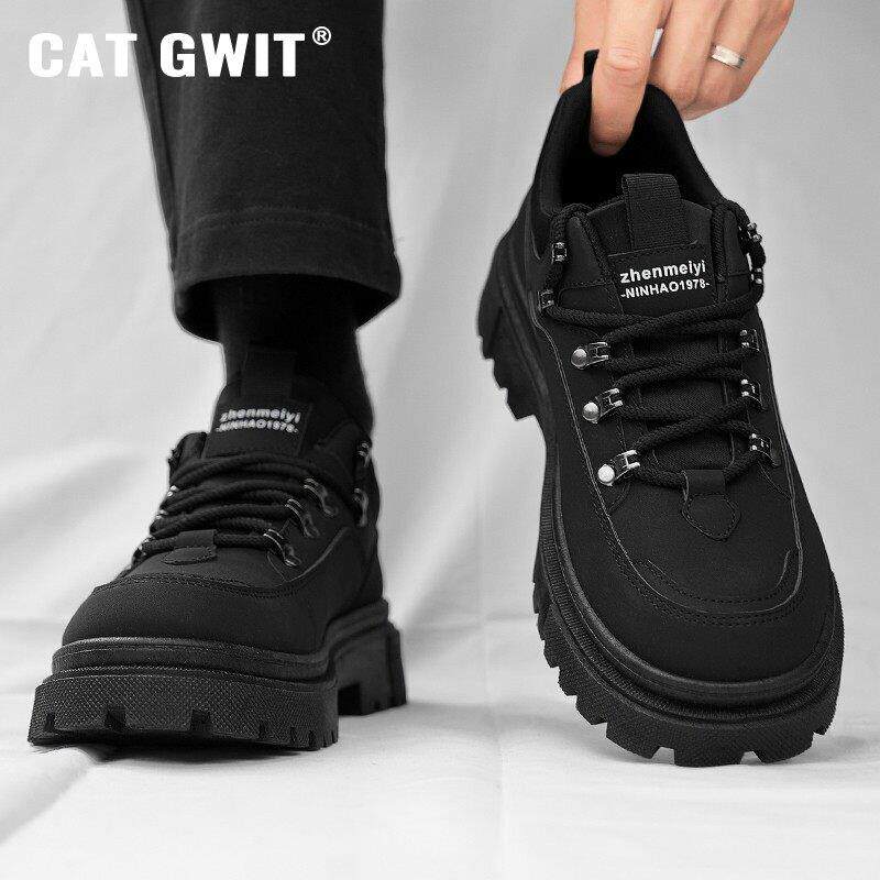 CAT GWIT纯黑色男鞋防滑防水防油厨师鞋上班工作厨房劳保皮鞋运动