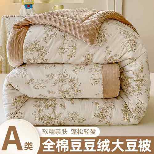 A类大豆纤维被冬季豆豆绒被子全棉纯棉冬被春秋被加厚保暖棉被芯