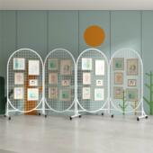 椭圆形立式 网格展示架婚庆背景墙可折叠展会幼儿园作品照片画展挂