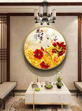 276繁花走盛开画入口装饰画餐厅餐厅入厅口大过道廊壁画牡丹灯挂