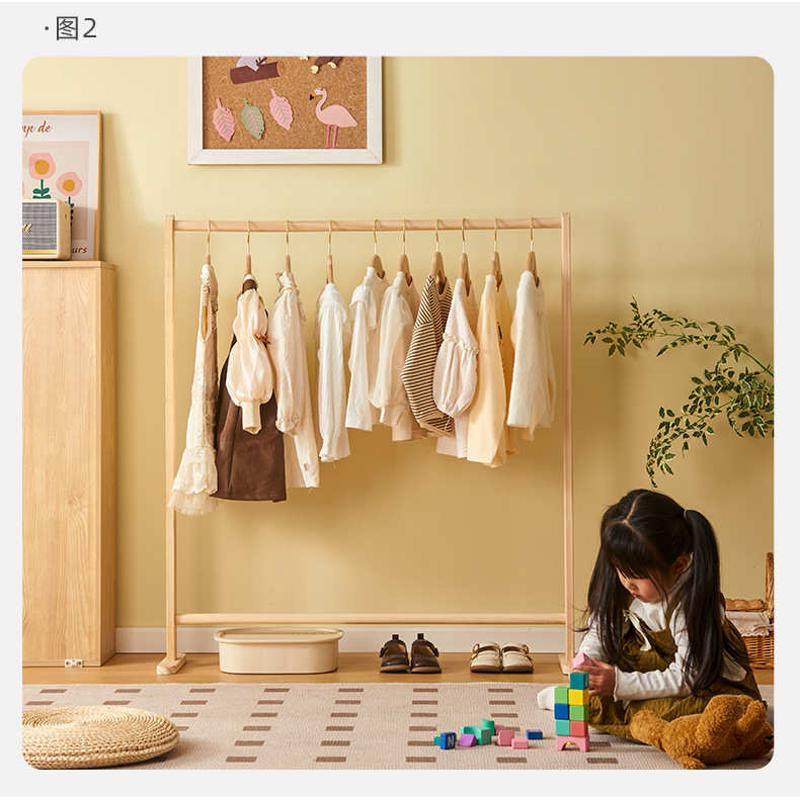 批发衣帽架落地挂衣架简易卧室床边单杆立式可折叠晾晒衣架子松木