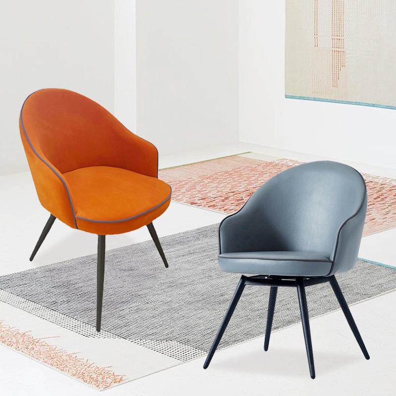 家用靠背餐椅意式现代北欧设计师酒店宴会咖啡厅布艺简约椅子旋转