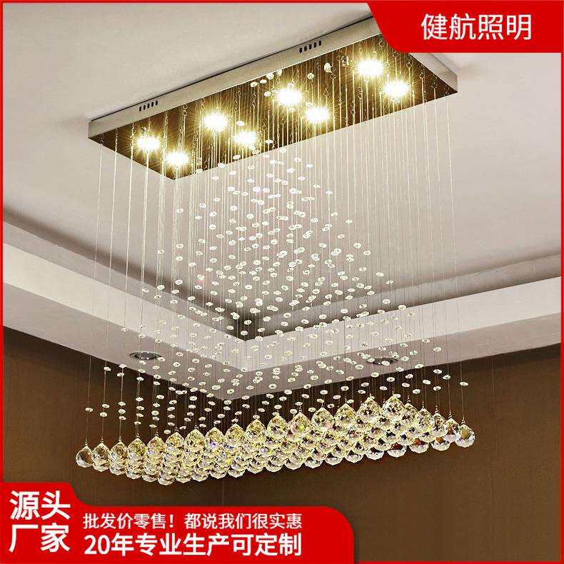 别墅复式楼大吊灯轻奢水晶吊灯楼中楼中空大厅灯现代楼梯吊线灯