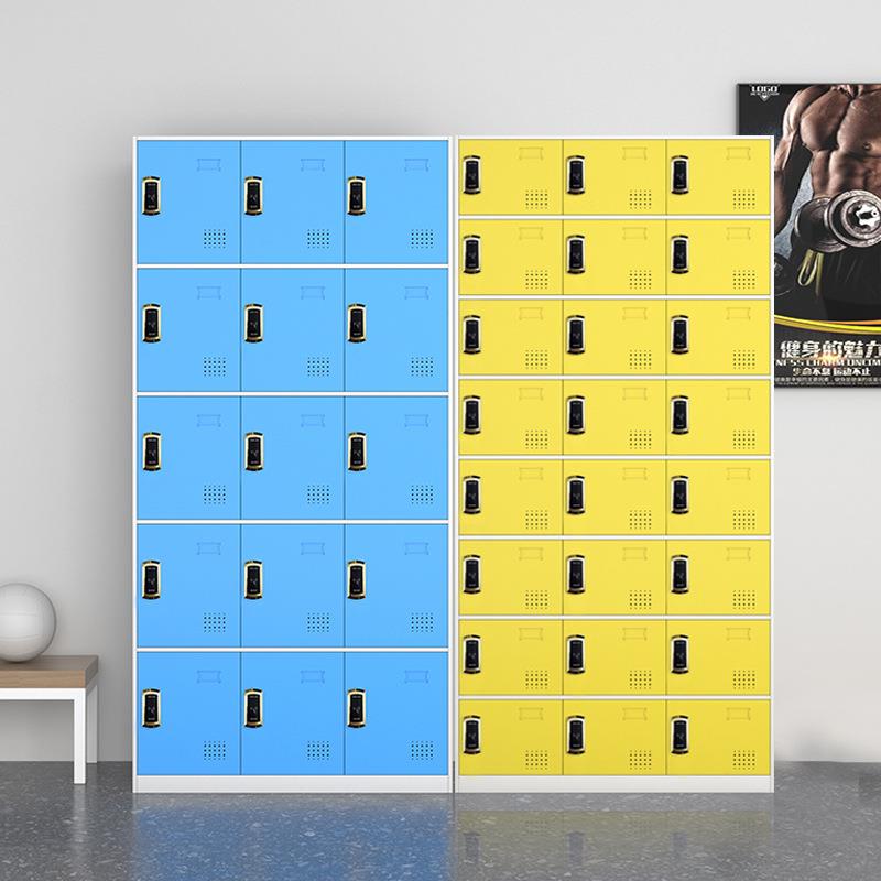 彩色鞋柜铁皮柜感应锁健身房浴室换衣柜多门美容院员工更衣柜储物