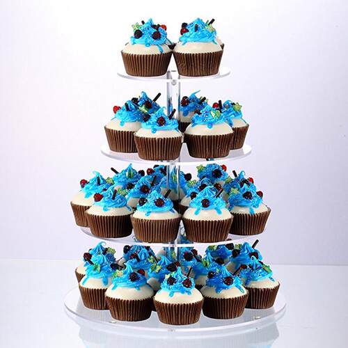 圆形透明亚克力蛋糕架 4层有机玻璃甜点水果摆放架 Cake stand