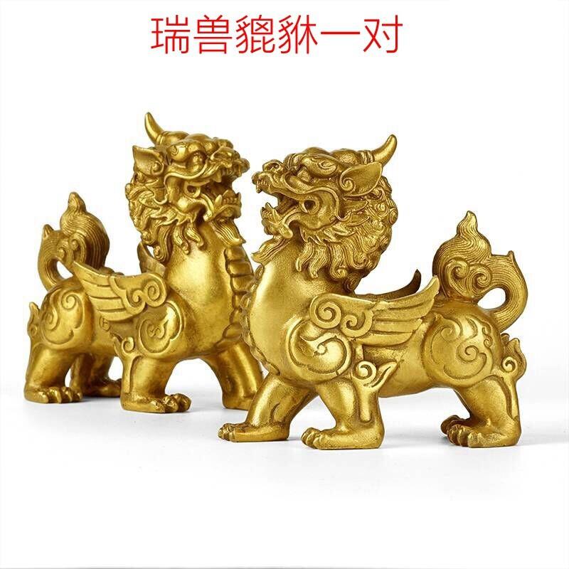 全黄铜貔貅招财摆件一对家居玄关装饰礼品皮休摆设送礼工艺礼品摆