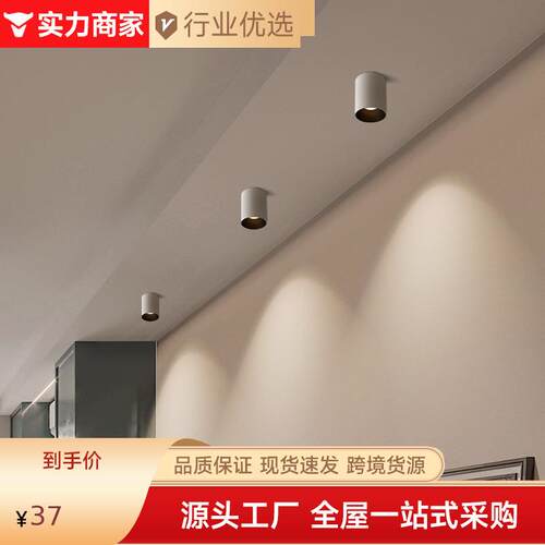 明装射灯免开孔客厅无主灯照明天花灯深防眩筒灯卧室过道走廊灯具