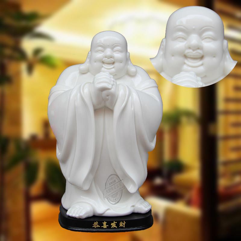 恭喜发财陶瓷笑佛弥勒佛人物摆件 招财进宝现代中式工艺品