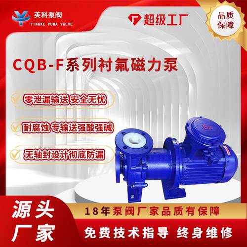 衬氟磁力泵CQB50-40-160F耐酸碱铸铁衬氟塑料化工防爆变频耐腐蚀