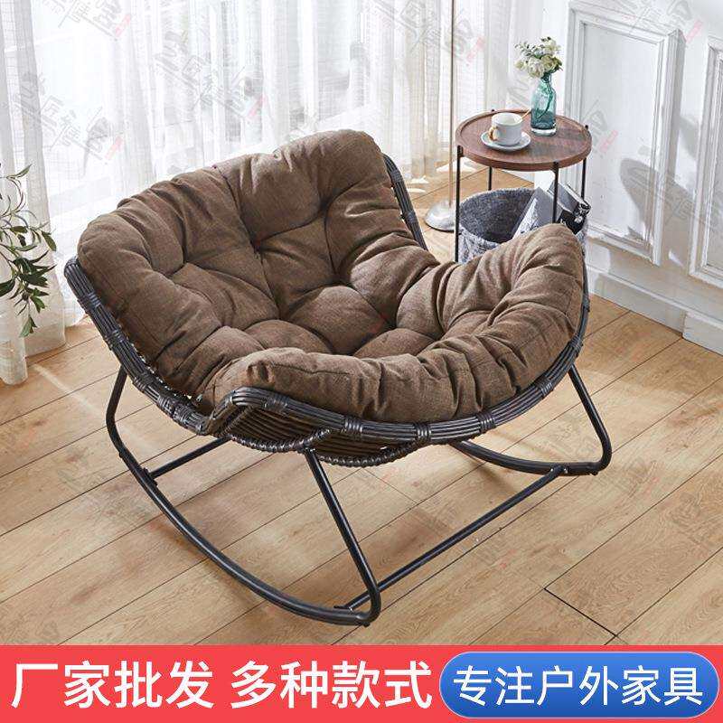 布艺摇摇椅家用休闲躺椅客厅单人沙发懒人椅小户型阳台金属午睡椅