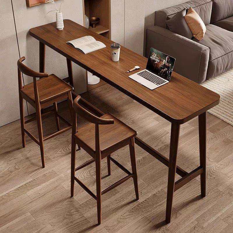 实木吧台桌椅组合简约隔断高脚餐桌家用小户型客厅沙发边靠墙桌子
