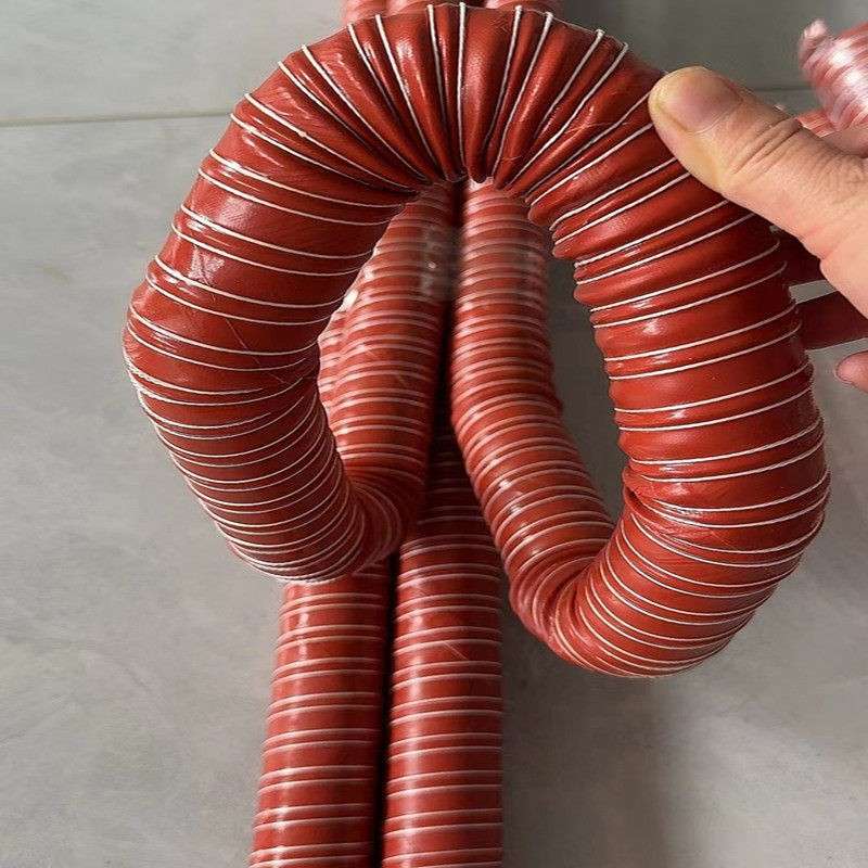 红色耐高温风管300度布软管 防火阻燃排风排气管 矽硅胶排热风管