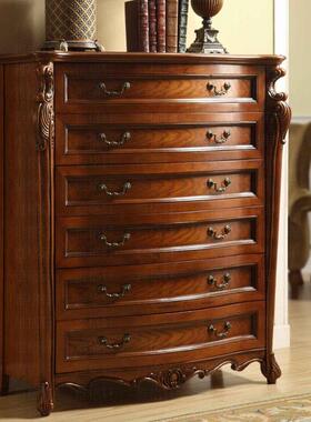 美式实木六斗柜欧式卧室储物收纳柜高档复古抽屉柜简约五斗橱现货