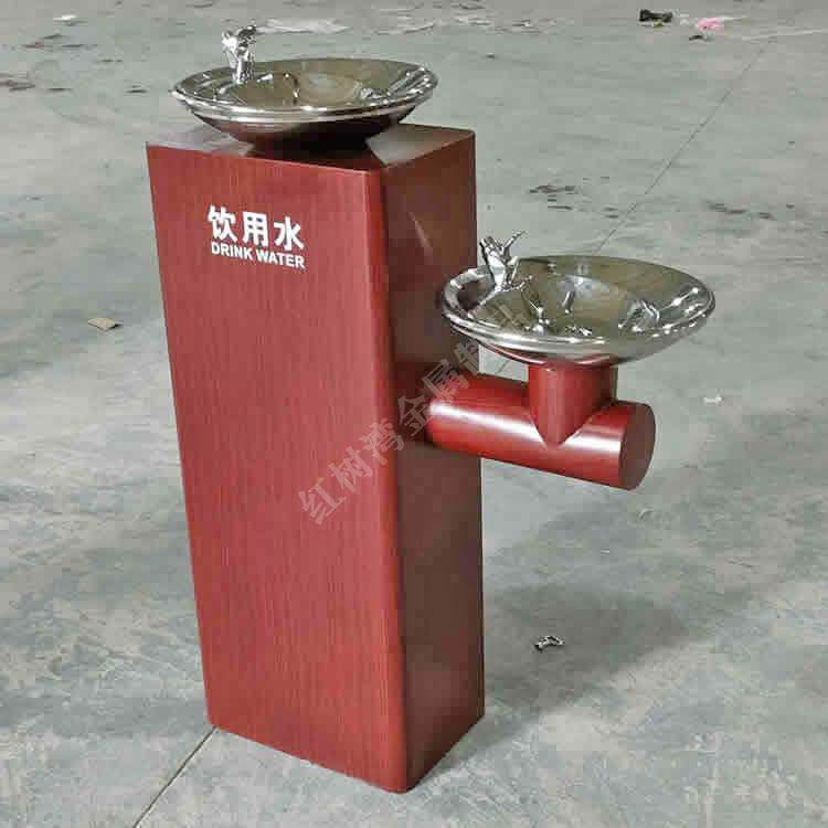 室外景区小区公共区域转木纹304#食品级不锈钢双盆饮水机净水器