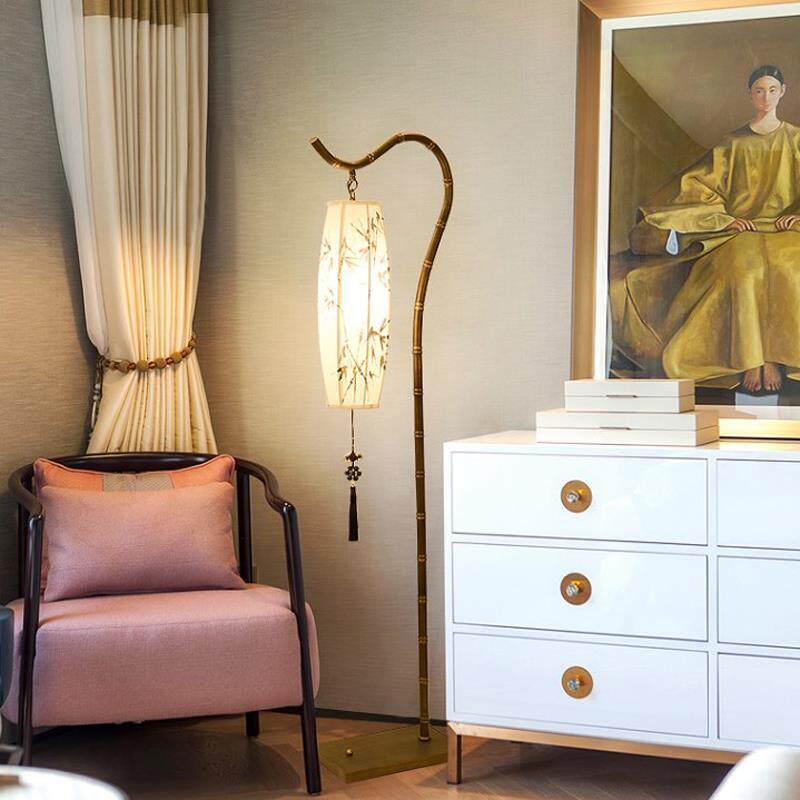 新中式落地灯简约现代台灯客厅灯复古书房可调光卧室灯创意个性