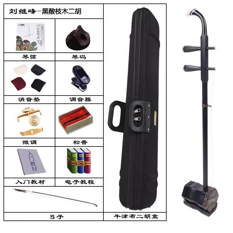 高档刘氏儿二胡乐初学者檀木童乌木演器奏胡琴成人考级小叶紫檀黑