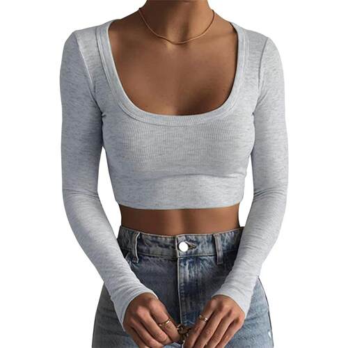 Ultra short slimming T-shirt with large pit stripe long