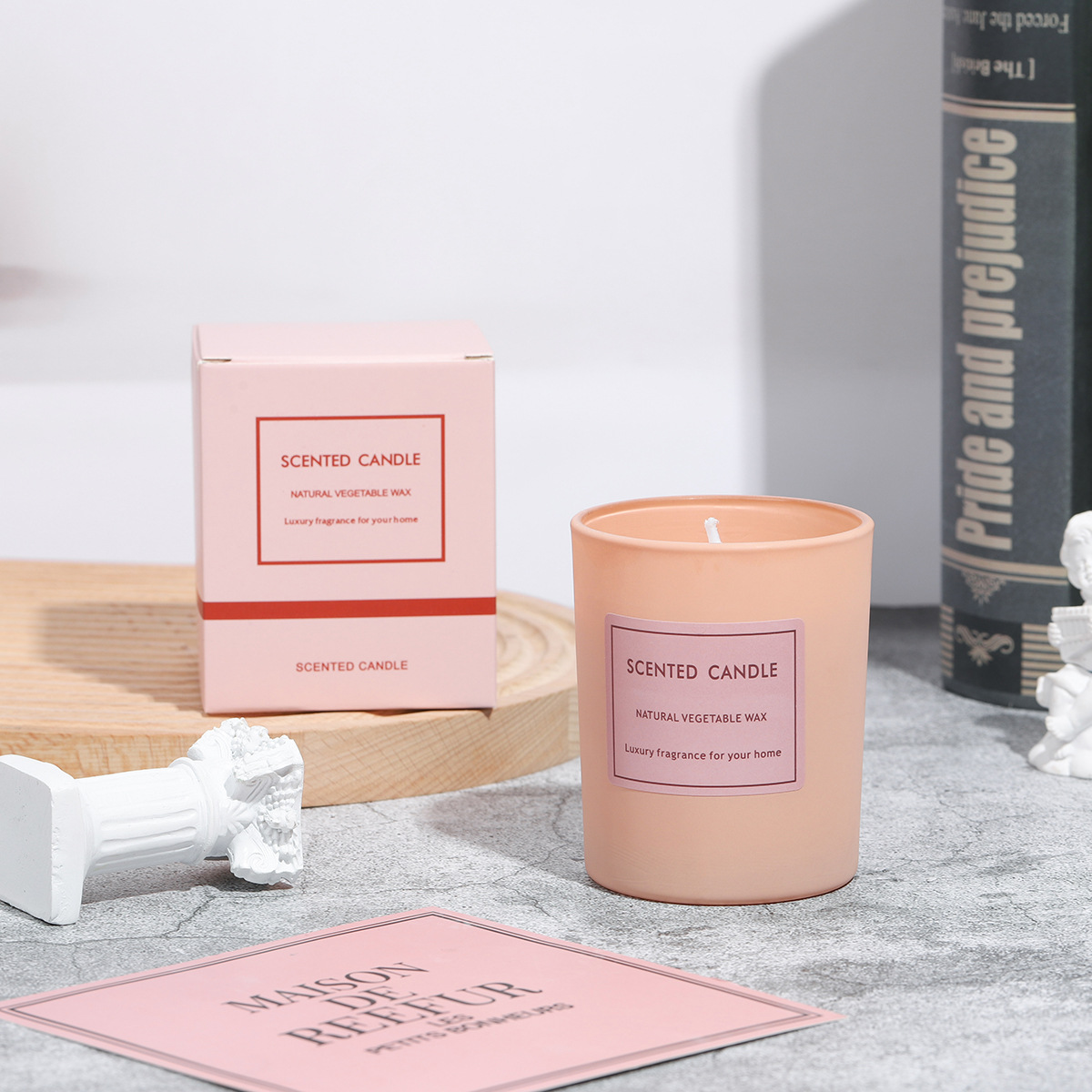 玻璃杯伴手礼粉色香薰蜡烛蜡片