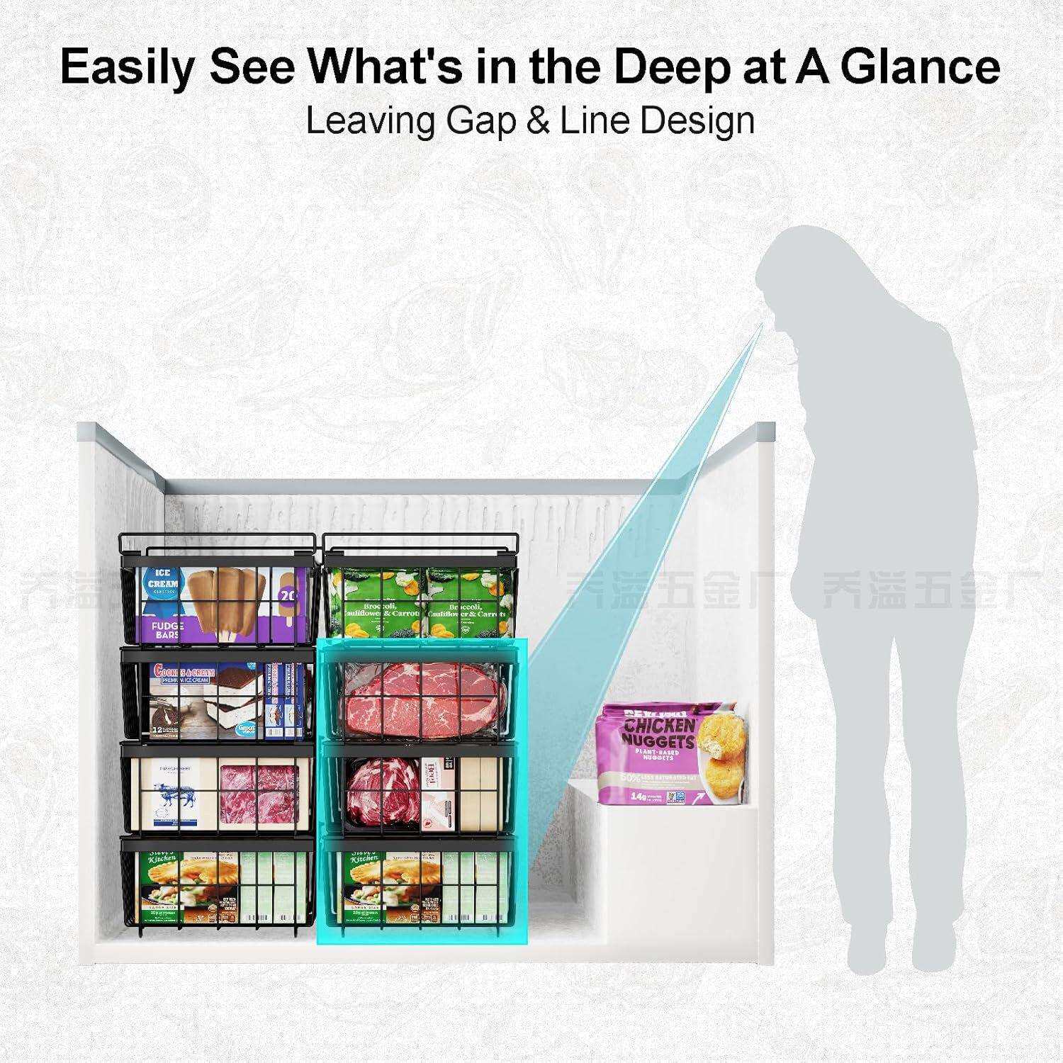 冰箱内部分层篮冷柜提手篮筐子置物架食品网篮分隔子篮冰柜置物筐