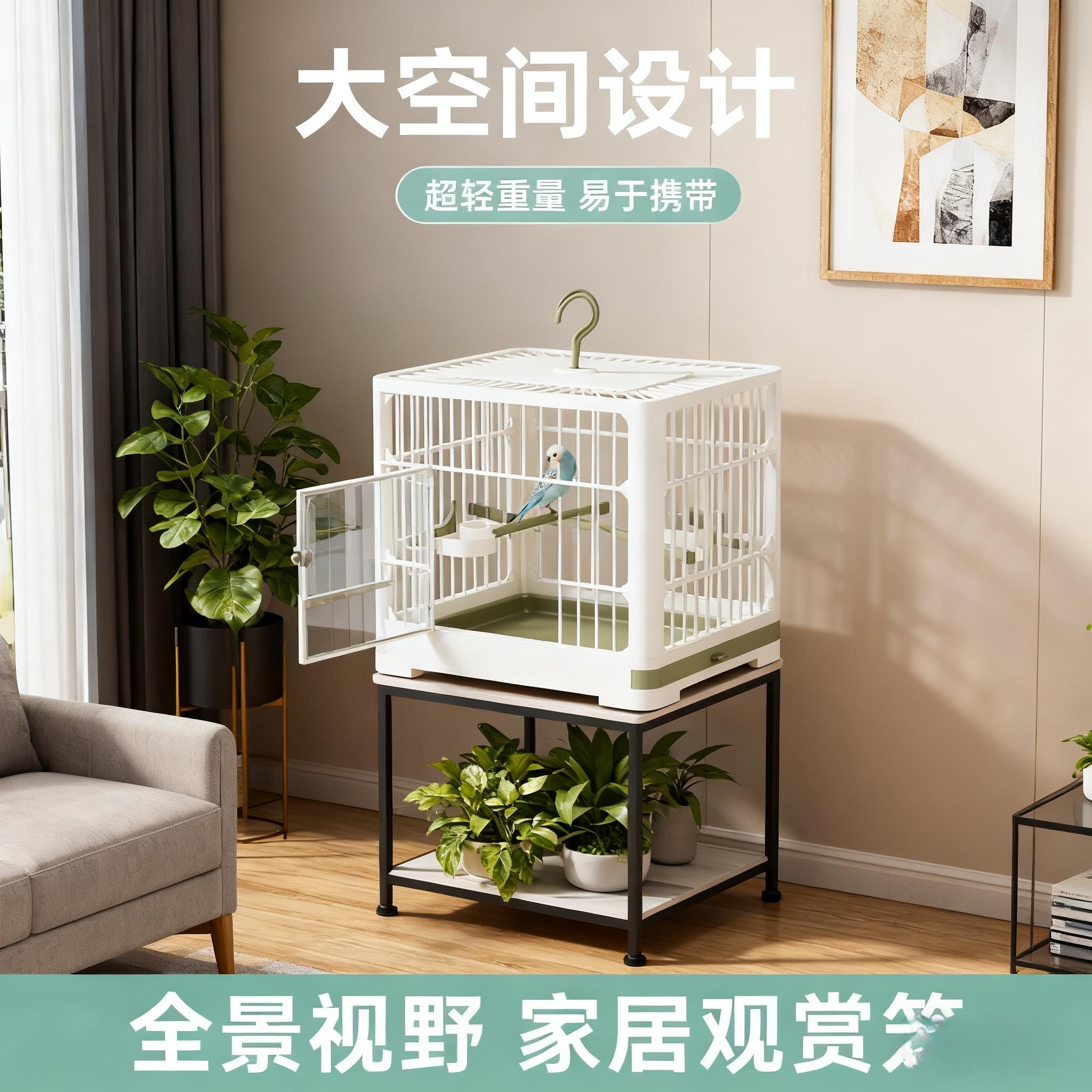 鸟笼子便携式外出鹦鹉专用大空间透气笼户外遛鸟便携家用观赏宠物