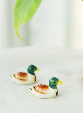 陶瓷工艺品桌面迷你小鸭子室外花园园艺家居摆饰鱼缸装饰鸳鸯戏水