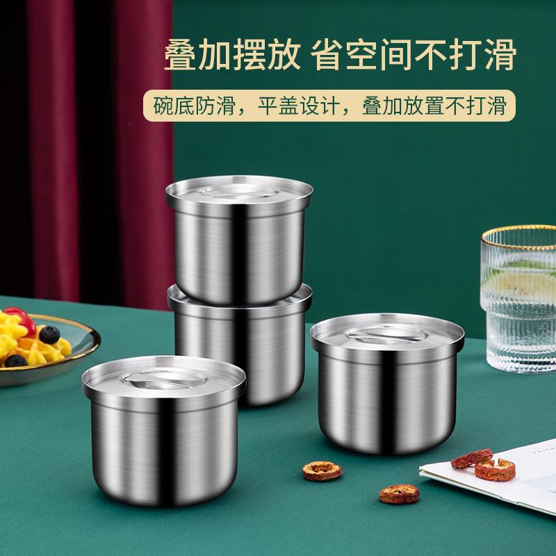 德国304不锈钢蒸蛋碗家用隔水炖加厚带盖炖盅宝宝辅食羹碗炖汤碗