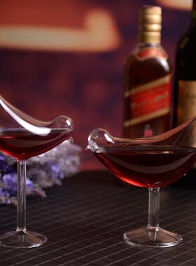 新品厂家直销玻璃花瓶高脚小鸟鸡尾酒酒杯创意吸血酒店装饰器皿