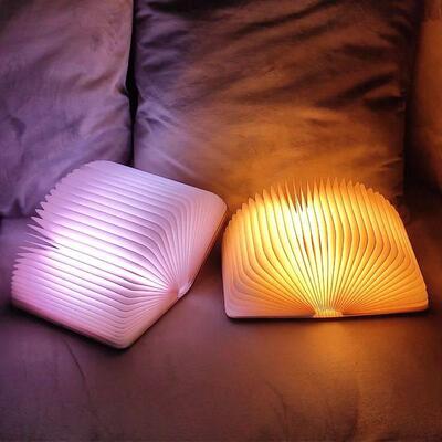 LED Foldable Book Light Creative Wooden Luminous Book for Ch