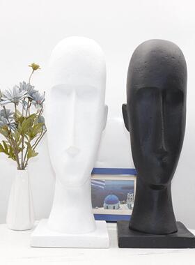 现代简约酒店别墅大堂端景台人面雕塑摆件样板房创意家居软装饰品