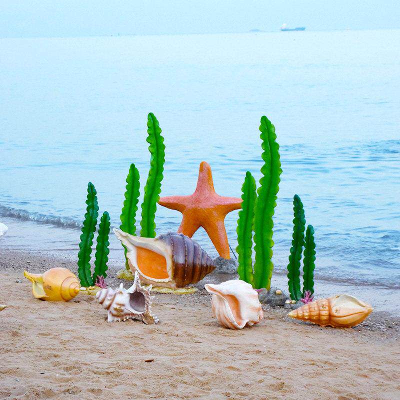 户外景观彷真海洋系列摆件海洋馆装饰海草海螺海星公园玻璃钢雕塑