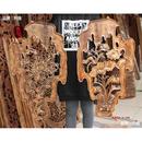 东阳木雕挂件香樟木客厅电视背景墙玄关镂雕荷花挂屏梅兰竹菊实木