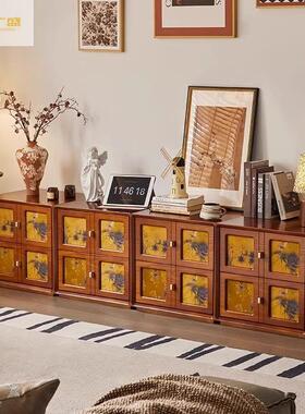 润新广实木香云中古柜斗柜模块组合纱柜客厅卡门柜VCT中盛式电视