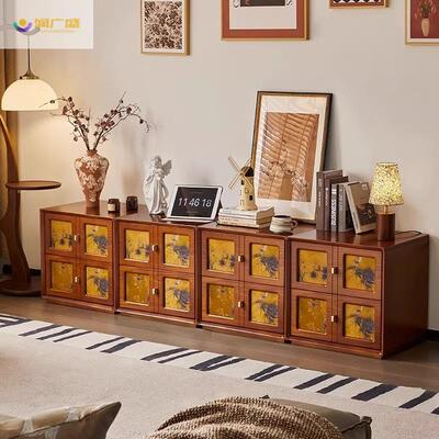 润新广实木香云中古柜斗柜模块组合纱柜客厅卡门柜VCT中盛式电视