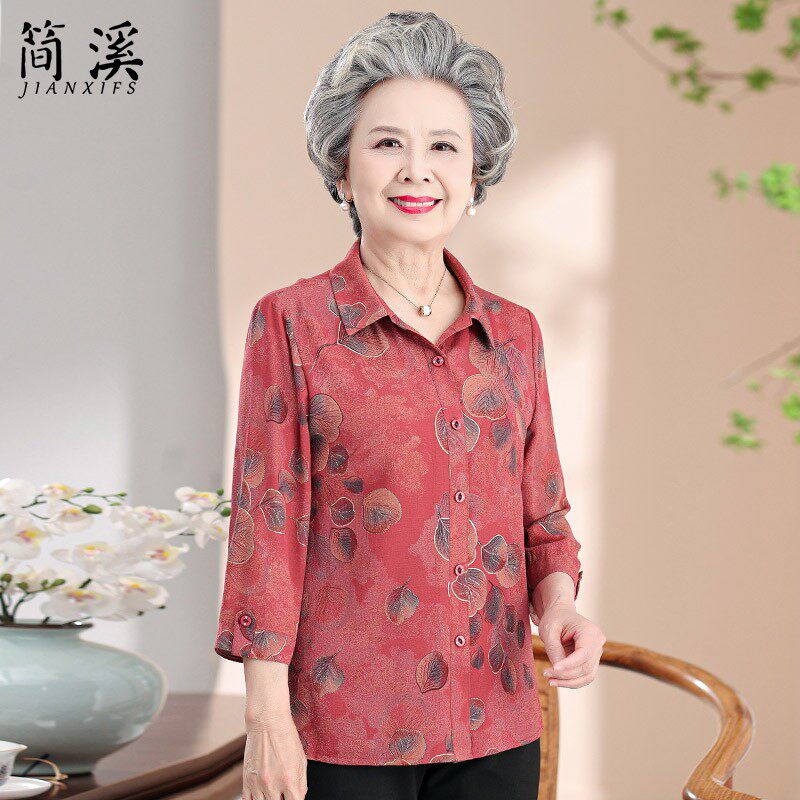 老年人夏装女奶奶衬衫秋装60岁70妈妈上衣老太太老人高档衣服衬衫