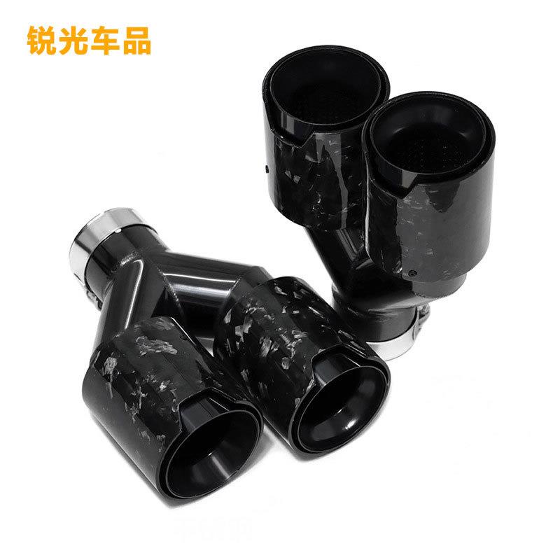 一出二双出缎纹碳纤维尾喉适用于宝马汽车排气管改装装饰M标黑色