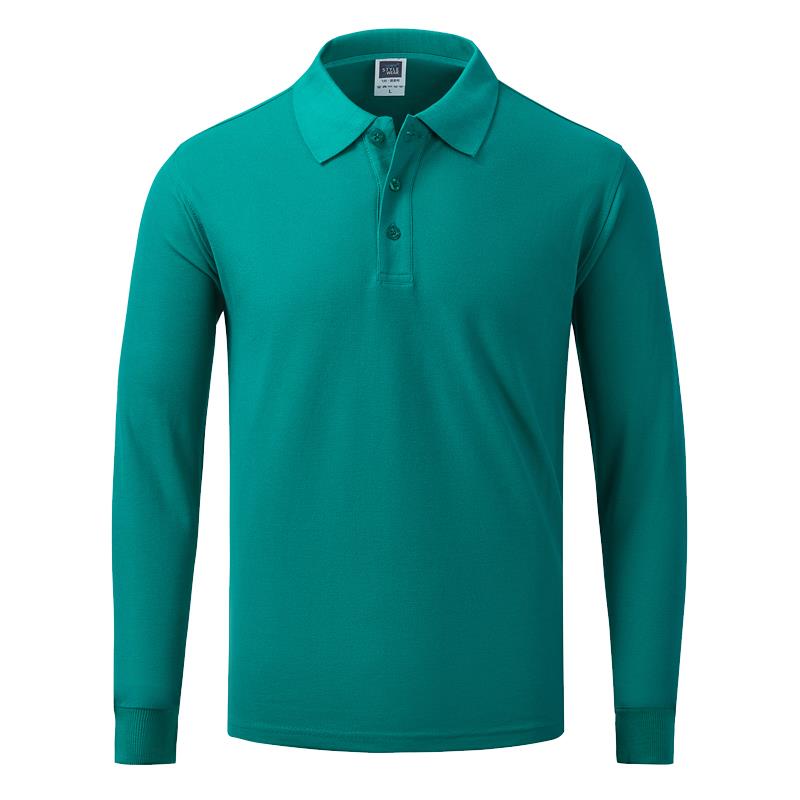 正品o作服定工制长袖翻领刺绣log男女同款广告印文化衫纯色团体工