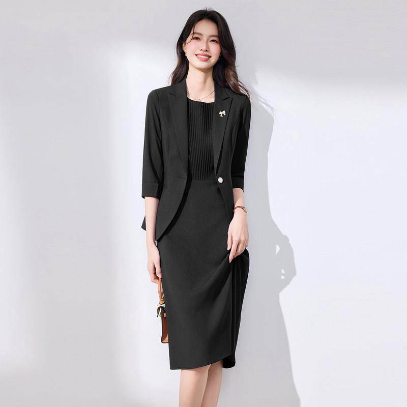 七分袖小西装外套女春夏新款时尚气质女神范薄款西服连衣裙套装裙