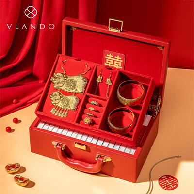 高档VLANDO/唯兰朵首盒项炼戒指婚五饰金收纳新婚结盒礼物送新人