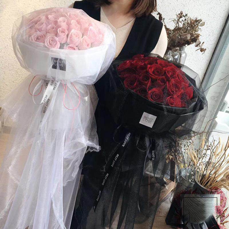 珍珠纱水晶纱 大黑纱花束婚礼雪纱 纱幔花店包花材料厂家直供