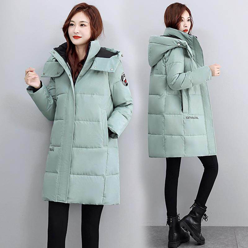 牌羽中绒服女长款冬季品新款宽大松加227厚码白鸭绒连帽外套