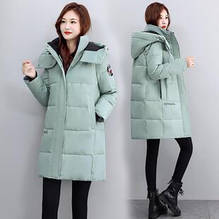 牌羽中绒服女长款冬季品新款宽大松加227厚码白鸭绒连帽外套